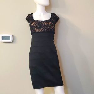 Takashi Shoji gorgeous black cocktail dress, 6P, sequins and lace